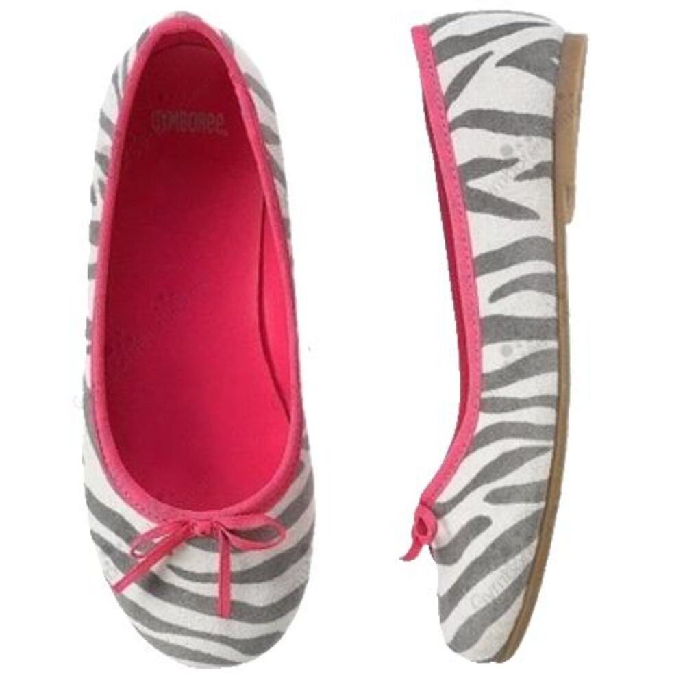 NEW Gymboree Girls 11~5 6 7 ballet flat shoes Classroom Kitty tiger zebra grey